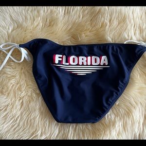 Creative Apparel Navy Blue Bikini Bottom With White Florida Trim